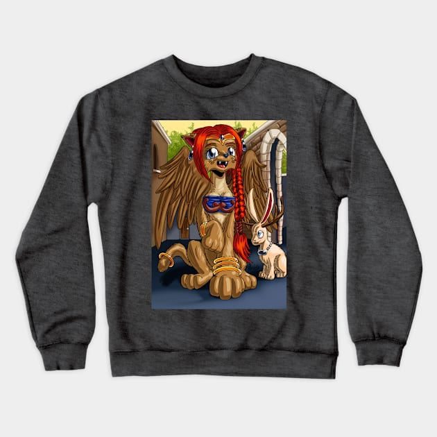 Sphinx Girl Jackolope 2019 Crewneck Sweatshirt by BlademanUnitPi